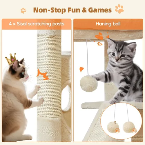 Miniatura 6 de Taoqimiao Árbol para gatos, torre para gatos de 38.5 pulgadas para gatos de interior, adecuado para gatitos con lujoso condominio para gatos