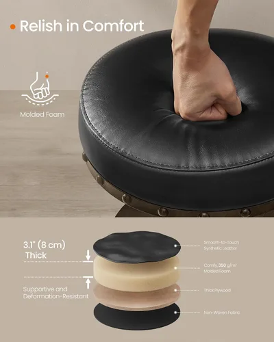 Miniatura 6 de Taburetes de bar SONGMICS Home, juego de 2, taburete de mostrador Steampunk para cocina, altura ajustable y asiento acolchado giratorio, taburete