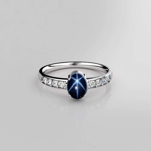 Miniatura 2 de Genuine Blue Star Sapphire Sterling Silver 925 Ring