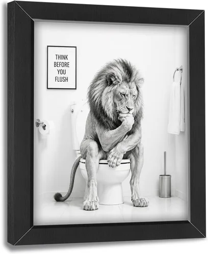 Miniatura 21 de Funny Bathroom Wall Art Framed Giraffe Bathroom Decor, Black and White Animal Canvas Print Picture Farmhouse Toilet Signs for Home Restroom, Black