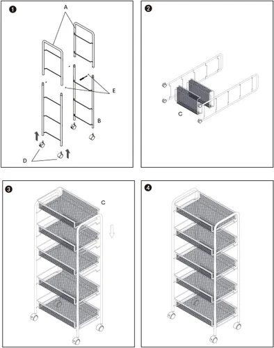 Miniatura 5 de JANE EYRE Carrito de Almacenamiento Utilitario Rodante de 3 Niveles con Ruedas, Carro Carrito de Manualidades, Estante Organizador Multiusos, Negro