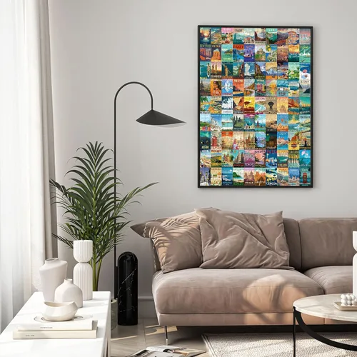 Miniatura 3 de Rompecabezas para Adultos 1000 Piezas Viaje Vintage al Mundo, Rompecabezas de Poster de Paisajes Puntuales del Mundo, Rompecabezas de 1000 Piezas