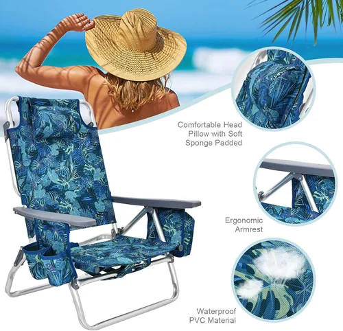 Miniatura 8 de S AFSTAR Juego de sillas de playa plegables, paquete de 2 sillas plegables y mesa pequeña de aluminio, sillas de camping ajustables de 5 posiciones