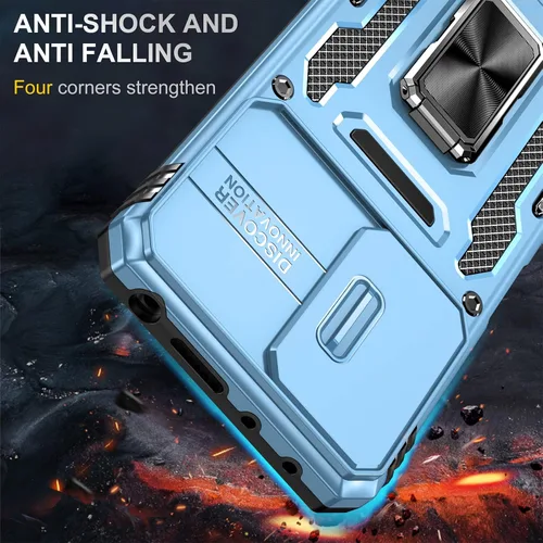Miniatura 4 de Wefor XiaoMi RedMi Note 11 (4G) - Funda con cubierta para cámara deslizante, soporte de anillo magnético de 360° mejorado grado militar a prueba