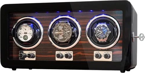 Miniatura 2 de Oryx Watch Winders for 36 Automatic Watches Wooden Rotating Watch Box 15 Rotation Modes Setting Display Case with LED Light, AC or USB Powered Super