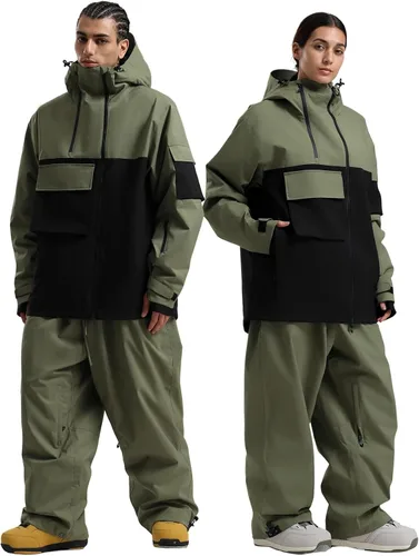 Miniatura 2 de GSOU SNOW Men's Snowboarding Jacket Loose Ski Snow Coat Waterproof Insulated Unisex Winter Jacket