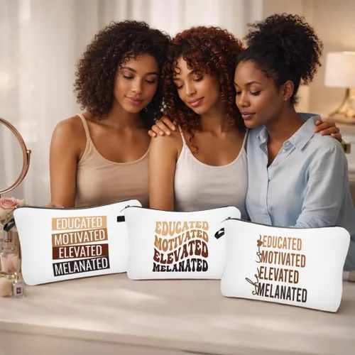 Miniatura 2 de Bolsa de maquillaje afroamericana para monedero, bolsas de cosméticos negras afro para mujer, regalo inspirador, pequeña bolsa de cosméticos