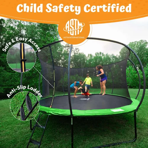 Miniatura 6 de Jumpzylla - Cama elástica recreativa para niños, con red de seguridad, escalera y revestimiento antioxidante, de 8, 10, 12, 14, 15 y 16 pies