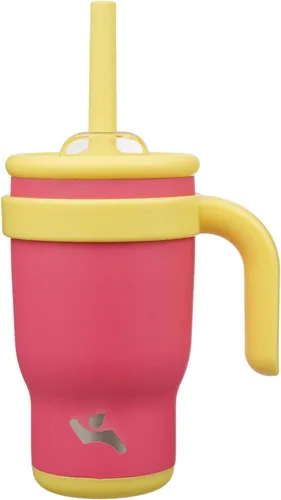 Miniatura 64 de Konokyo Vaso de 14 onzas con asa lateral, botella de agua aislada con popote y tapa 2 en 1, taza de acero inoxidable, taza de café de viaje