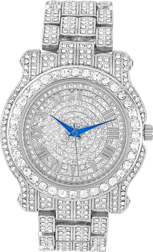 Miniatura 68 de Charles Raymond Bling-ed Out Ultimate Hip Hop Royalty Reloj para hombre con número romano de fácil lectura o indicadores de tiempo de diamantes