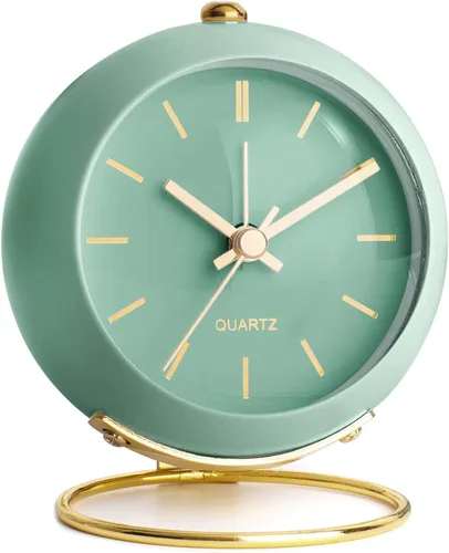 AYRELY® Relojes Despertadores de Escritorio a Batería con Luz, Reloj Analógico Pequeño Retro Silencioso Sin Tictac, Reloj de Mesa Fuerte para Mesita