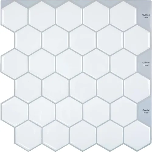 Miniatura 10 de Azulejo de metro negro para despegar y pegar, azulejos autoadhesivos para pared de cocina (10 x 10 pulgadas, 10 hojas)