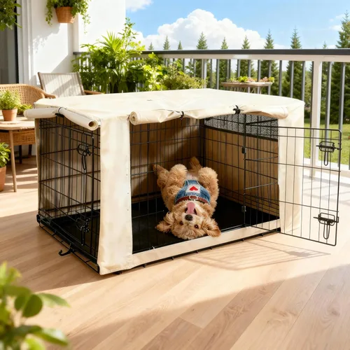 Miniatura 7 de HiCaptain - Cubierta de doble puerta para jaula de perro (para cajas de alambre de 24 30 36 42 48 pulgadas)