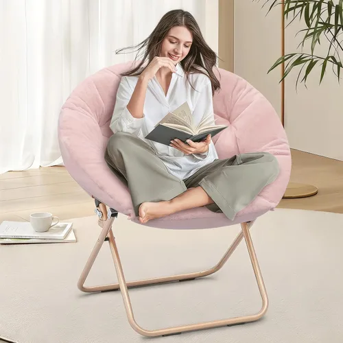 Miniatura 81 de Cómoda silla con platillo, silla de sala de estar, silla plegable acolchada suave de piel sintética, cómoda silla cuadrada de luna para sala