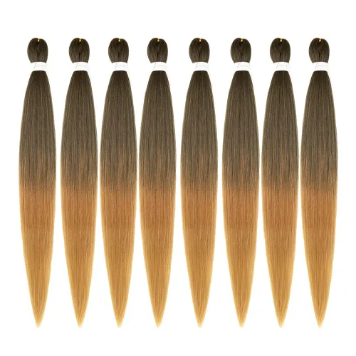 Miniatura 32 de Cabello trenzado preestirado negro natural, cabello largo trenzado de 32 pulgadas, 8 paquetes de extensiones de cabello trenzado profesional