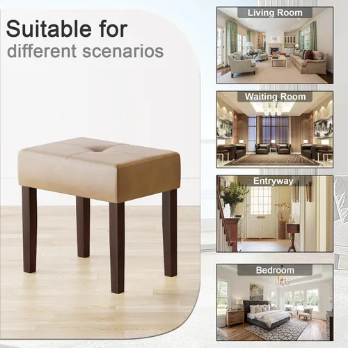Miniatura 5 de EOSVALO Taburete de tocador de cuero, banco otomano rectangular de 18.7 pulgadas de ancho para sala de maquillaje, silla de tocador con patas