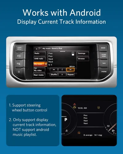 Miniatura 5 de Airdual Bluetooth 5.0 aptX-HD adaptador para Land Rover, Range Rover, Jaguar iPod iPhone interfaz de música