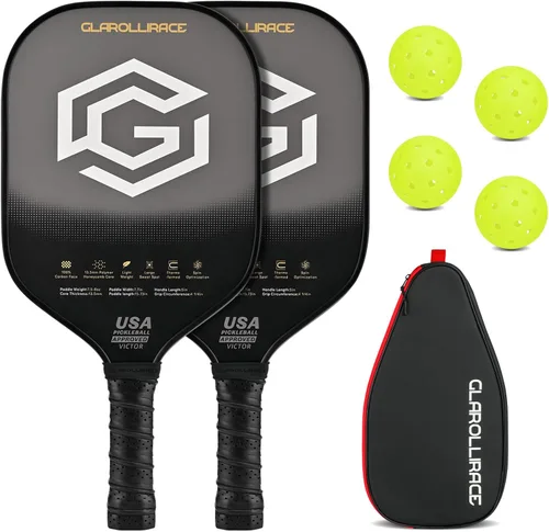 Miniatura 15 de Juego de 2 palas de pickleball 4 raquetas de pickleball, juego de pickleball aprobado por USAPA, superficie de fibra de vidrio fibra de carbono