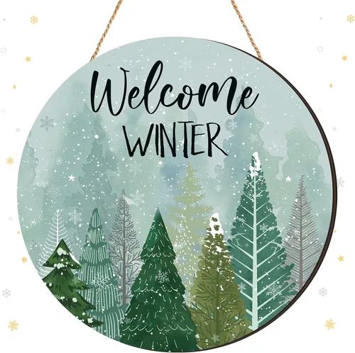 Miniatura 7 de BBTO Letrero de puerta con texto en inglés "Merry Christmas", diseño de búfalo a cuadros, árbol de Navidad, decoración de árbol de Navidad