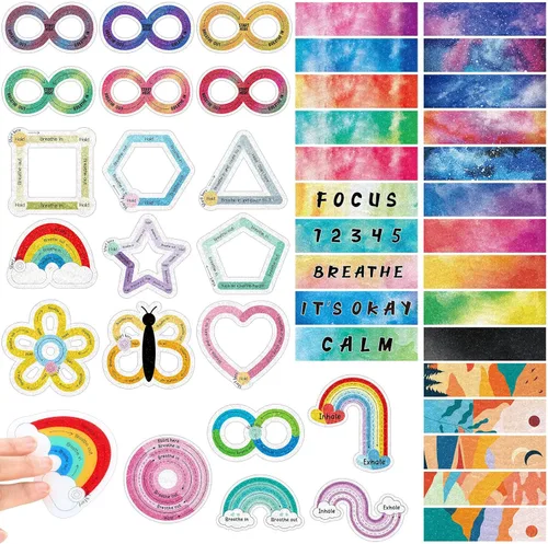 Miniatura 17 de Crtiin 80 calcomanías sensoriales para ansiedad, táctiles, ásperas, para la salud mental, autismo, TDAH, atención plena, para aliviar el estrés