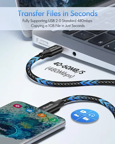 Miniatura 4 de etguuds Cable USB C a USB C de 3 pies, paquete de 2 cables USBC a USBC de 60 W, cable de carga tipo C a C, carga rápida para iPhone 17, 16, 15 Pro