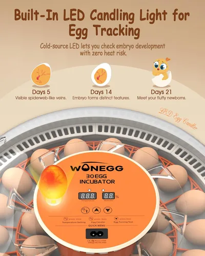 Miniatura 4 de 30 incubadoras de huevos para incubar huevos con girador automático de huevos, control automático de temperatura, velas LED, monitor de humedad