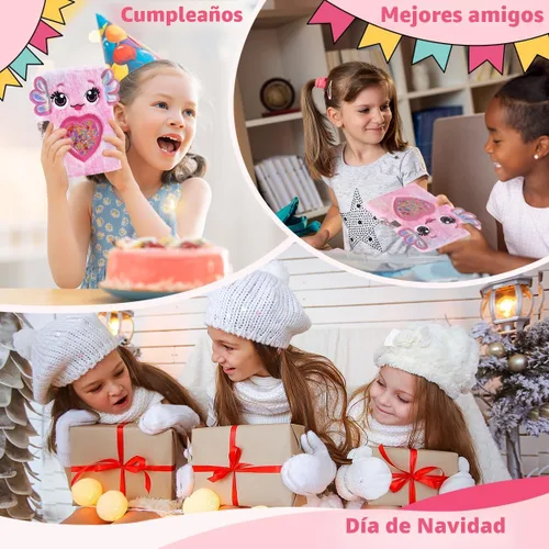 Miniatura 7 de Axolotl Diario para Niñas con cerradura y llaves, Diario de Niños Cuaderno Escolar de Viaje Juego de Regalo para Escribir y Dibujar, Bolígrafo