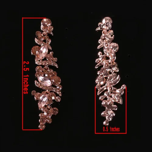 Miniatura 4 de NLCAC - Aretes para mujer, de cristal, largos, forma de pera, lágrima estrás, para novia, boda