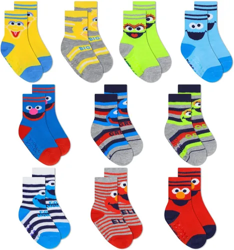 Sesame Street Toddler Socks, Grip Socks for Kids, Toddler Socks with Grippers, Toddler Non Slip Socks