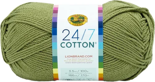 Miniatura 143 de Lion Brand Yarn, Hilo ligero mercerizado de algodón 24/7 para tejer, ganchillo y manualidades, Almirante, 1 paquete, 185 yardas de fibra natural