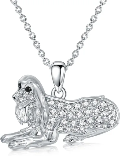 Miniatura 49 de Collares con colgante de perro de plata de ley S925 – 24 razas corgi/husky/labrador/pastor para mujer
