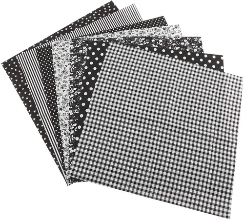 AUNMAS 7pcs 19.7x19.7 in algodón acolchado tela DIY surtido costura precortada sábanas kit cuarto paquete para el hogar (negro)