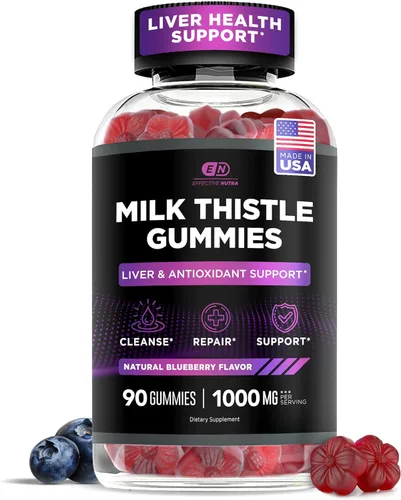 Effective Nutra Gomitas de cardo mariano | Extracto de cardo mariano sin azúcar, 1000 mg para desintoxicación hepática y apoyo antioxidante, vegano,