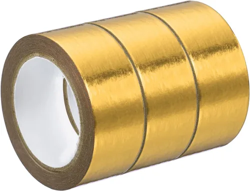 PATIKIL Cinta Washi metálica de 0.591 in x 16.4 ft, 3 rollos de adhesivo autoadhesivo para decoración de manualidades, color dorado Oro