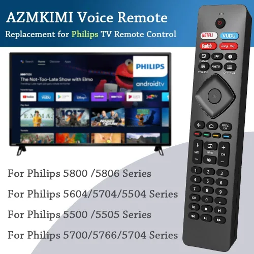 Miniatura 2 de Paquete de 2: repuesto para control remoto Philips Smart TV, compatible con televisores inteligentes Android Philips-4K UHD