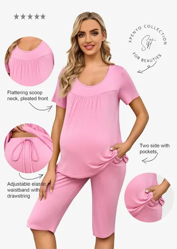 Miniatura 2 de Xpenyo Conjunto de pijama de maternidad para mujer, conjunto de 2 piezas con bolsillos