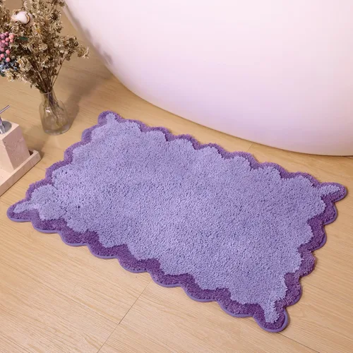 Miniatura 38 de ORTIGIA Pequeña y Linda Alfombra de Baño con Volados, Alfombras de Baño de Microfibra de Lujo en Blanco y Rosa, Antideslizante, Lavable, de Secado