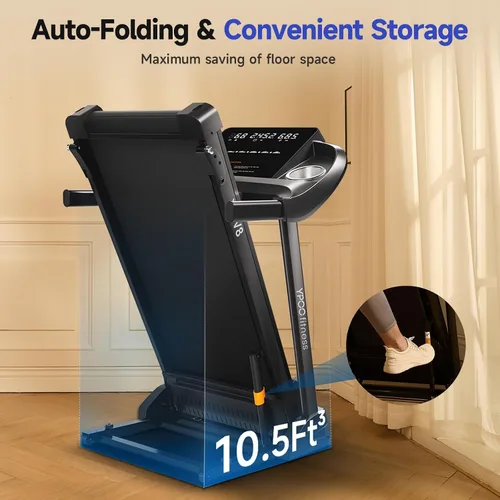Miniatura 7 de YPOO Cintas de correr para uso doméstico, caminadora con inclinación, cintas de correr plegables automáticas para el hogar, cinta de correr de 8.0