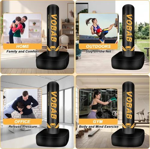 Miniatura 7 de Freestanding Punching Bag for Adult Teens, 70" Heavy Punching Bag with Boxing Gloves and Electric Air Pump for Beginners Kickboxing Training MMA
