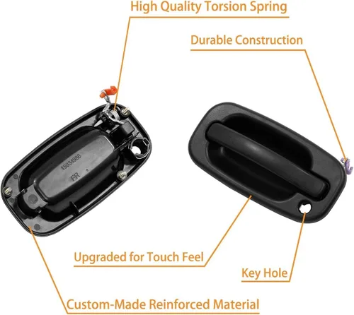 Miniatura 4 de Manija de puerta exterior, compatible con Chevy Silverado Suburban Tahoe Avalanche 1999-2007, GMC Sierra Yukon, Cadillac Escalade, exterior