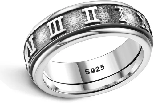 MILACOLATO Anxiety Rings for Women Men 925 Sterling Silver Spinner Fidget Rings Platinum Plated Band Thumb Rings Worry Stress Relieving Boredom ADHD