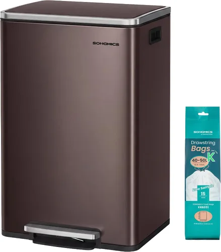 Miniatura 12 de SONGMICS Bote de basura automático con sensor de movimiento, 13 galones (50 L) con tapa de cierre suave, acero inoxidable, onda o táctil para abrir