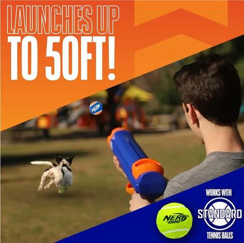 Miniatura 2 de Nerf - Juguete de pelota de tenis para perro, ideal para pescar, recarga manos libres, lanza hasta 50 pies, pelotas incluidas, varios tamaños