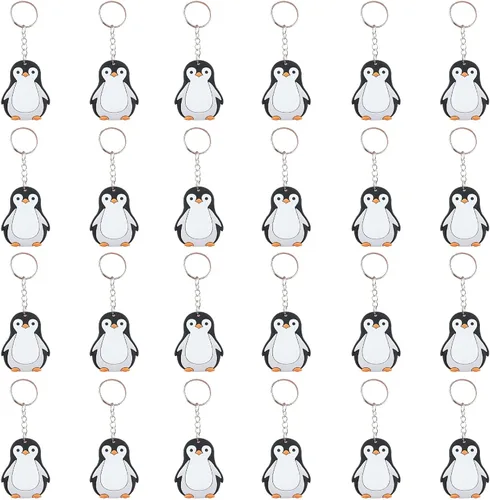 Paquete de 24 llaveros de pingüino para amantes de los animales del Ártico polar de invierno, llaveros de pingüino para amantes de los animales