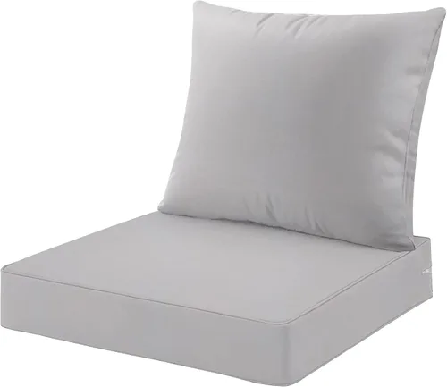Miniatura 15 de ARTPLAN Juego de 2 cojines de asiento profundo con respaldo, cojines de sofá para exteriores para todo tipo de clima, tela de poliéster, espuma