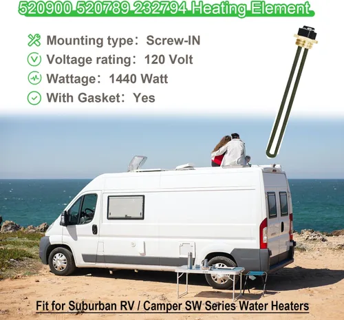 Miniatura 2 de Elemento calentador de agua 520900 RV mejorado para calentador de agua eléctrico Suburban RV SW Series, reemplaza el elemento calefactor 520789
