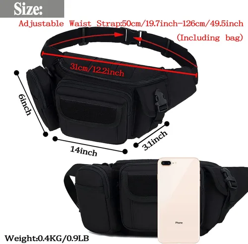 Miniatura 2 de Riñoneras tácticas, bolsa militar para la cintura, bolsas de cinturón de cadera para senderismo, escalada, pesca, ciclismo, caza con parche
