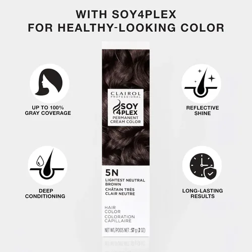 Miniatura 4 de Clairol Professional Permanent Cream Hair Color Blonde, Brown, Black, & Red-Violet Shades for 100% Gray Coverage Deep Conditioning & Fade 5n