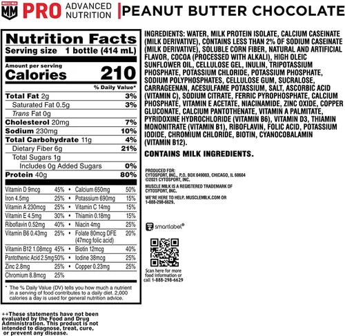 Miniatura 2 de Muscle Milk Pro Advanced Nutrition - Batido de proteínas, chocolate Knockout, botella de 14 onzas líquidas, paquete de 12, 1.41 onzas de proteína