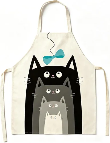 Miniatura 12 de Delantal de gato lindo delantal de cocina para mujeres y hombres, delantales divertidos para cocinar, hornear, pintura, jardinería y fiesta